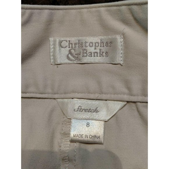 CJ Banks Christopher Khaki Tan Skirt Size 8 Modest Womens Stretch Zipper - Picture 6 of 9